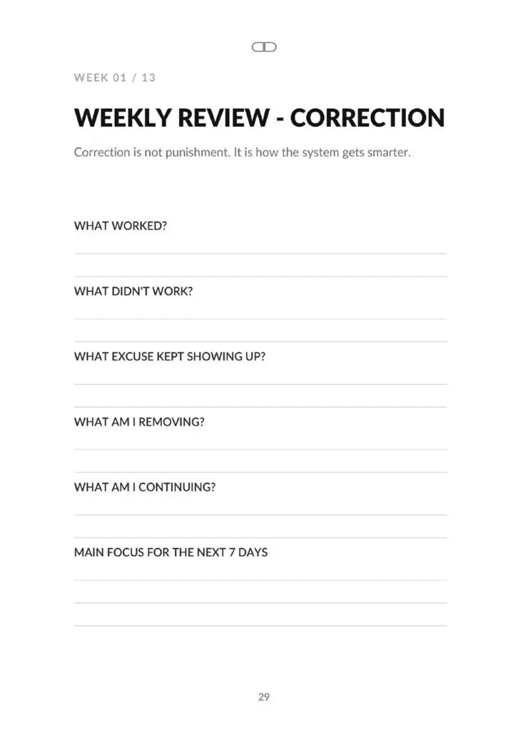Weekly review correction page
