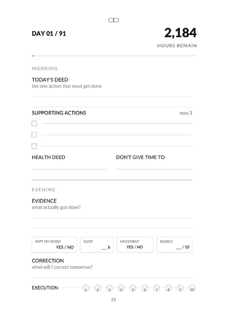 Day 1 daily action page